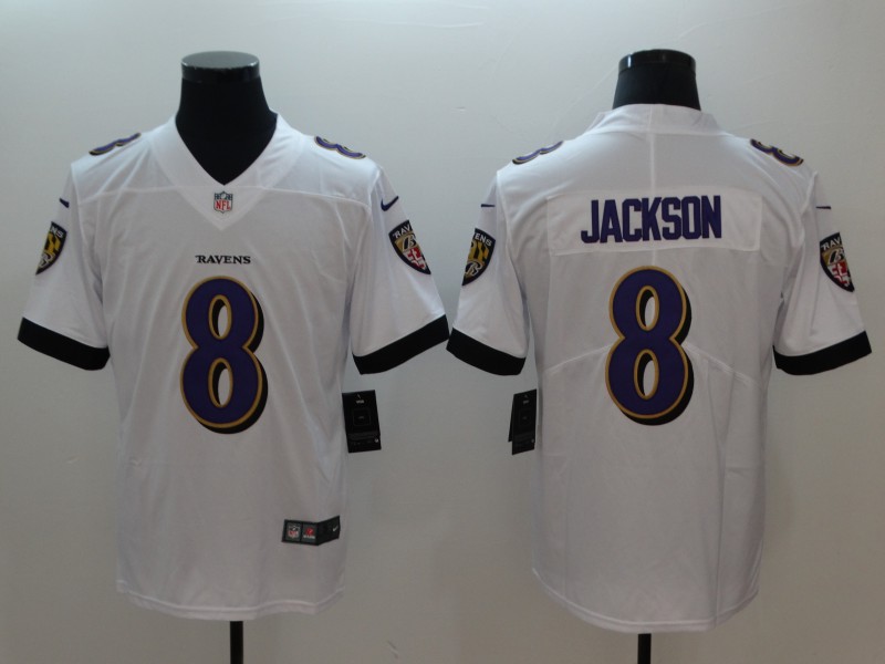 Nike Ravens 8 Lamar Jackson White Vapor Untouchable Limited Jersey