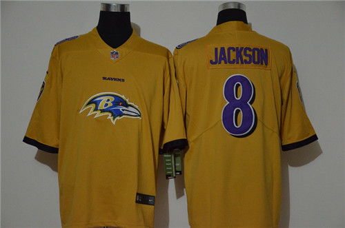 Nike Ravens 8 Lamar Jackson Yellow Vapor Untouchable Limited Jersey