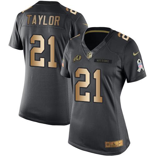 Nike Redskins #21 Sean Taylor Black Women's Stitched NFL Limited Gold Salute to Service Jersey