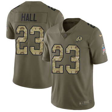 Nike Redskins #23 DeAngelo Hall Olive Camo Men's Stitched NFL Limited 2017 Salute To Service Jersey