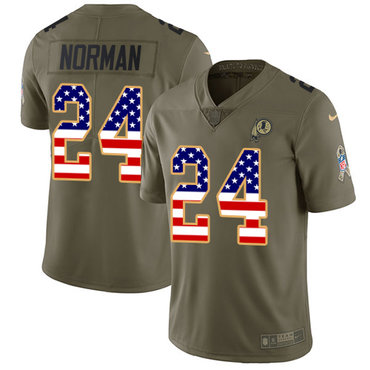 Nike Redskins #24 Josh Norman Olive USA Flag Men's Stitched NFL Limited 2017 Salute To Service Jersey