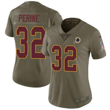 Nike Redskins #32 Samaje Perine Olive Women's Stitched NFL Limited 2017 Salute to Service Jersey