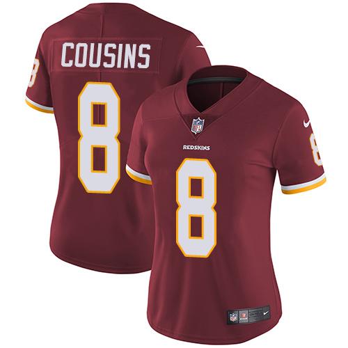 Nike Redskins #8 Kirk Cousins Burgundy Red Team Color Women's Stitched NFL Vapor Untouchable Limited Jersey