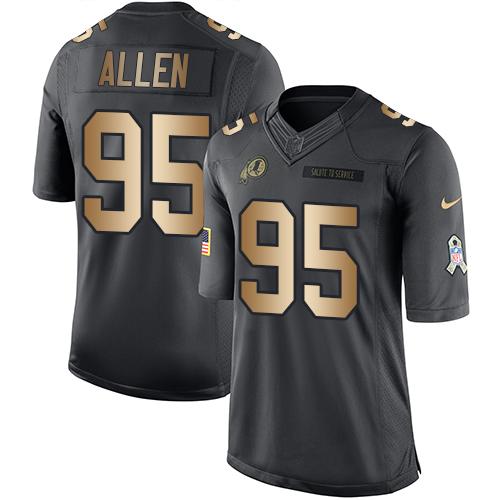 Nike Redskins #95 Jonathan Allen Black Youth Stitched NFL Limited Gold Salute to Service Jersey