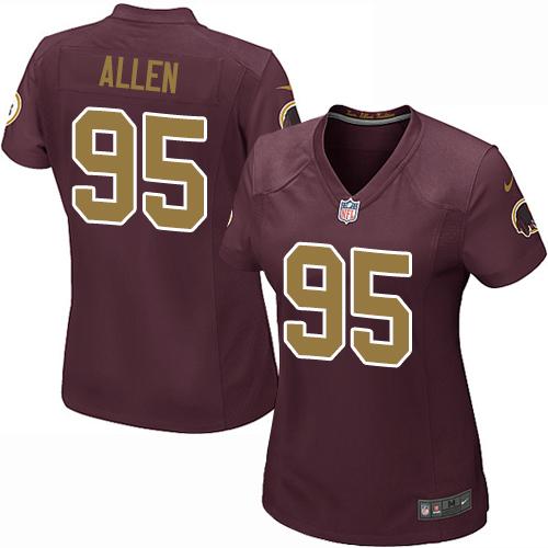 Nike Redskins #95 Jonathan Allen Burgundy Red Alternate Women's Stitched NFL Elite Jersey