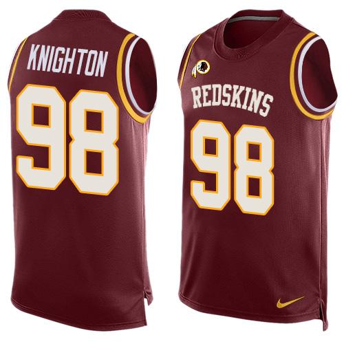 Nike Redskins #98 Terrance Knighton Burgundy Red Team Color Men's Stitched NFL Limited Tank Top Jersey