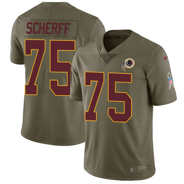 Nike Redskins 75 Brandon Scherff Olive Salute To Service Limited Jersey