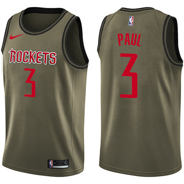 Nike Rockets #3 Chris Paul Green Salute to Service NBA Swingman Jersey