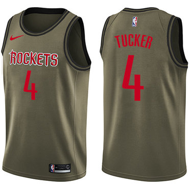 Nike Rockets #4 PJ Tucker Green Salute to Service NBA Swingman Jersey