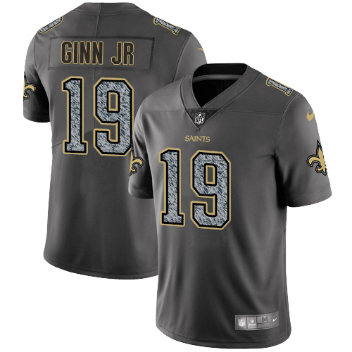 Nike Saints #19 Ted Ginn Jr Gray Static Men's NFL Vapor Untouchable Game Jersey