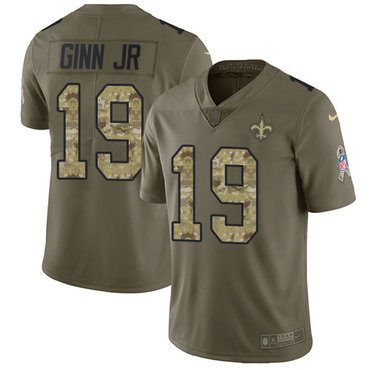 Nike Saints #19 Ted Ginn Jr Olive Camo Youth Stitched NFL Limited 2017 Salute to Service Jersey