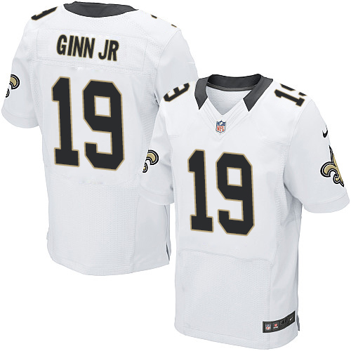 Nike Saints #19 Ted Ginn Jr White Men's Stitched NFL Elite Jersey