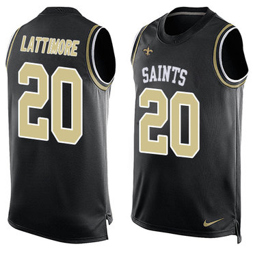 Nike Saints #20 Marshon Lattimore Black Team Color Men's Stitched NFL Limited Tank Top Jersey