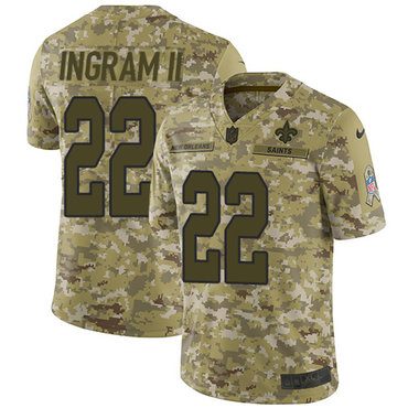 Nike Saints #22 Mark Ingram II Camo Youth Stitched NFL Limited 2018 Salute to Service Jersey