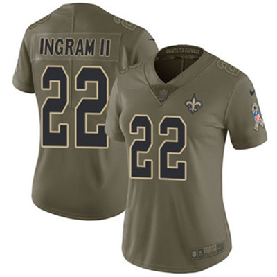 Nike Saints #22 Mark Ingram II Olive Women's Stitched NFL Limited 2017 Salute to Service Jersey