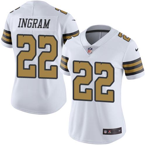 Nike Saints #22 Mark Ingram White Women's Stitched NFL Limited Rush Jersey