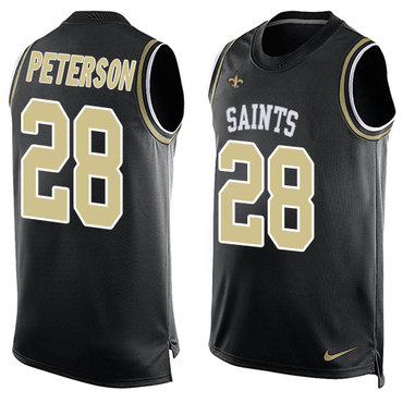 Nike Saints #28 Adrian Peterson Black Team Color Men's Stitched NFL Limited Tank Top Jersey