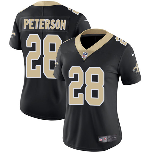Nike Saints #28 Adrian Peterson Black Team Color Women's Stitched NFL Vapor Untouchable Limited Jersey