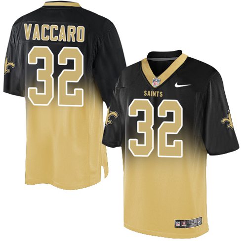 Nike Saints #32 Kenny Vaccaro Black Gold Men's Stitched NFL Elite Fadeaway Fashion Jersey