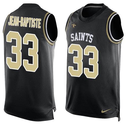 Nike Saints #33 Stanley Jean-Baptiste Black Team Color Men's Stitched NFL Limited Tank Top Jersey
