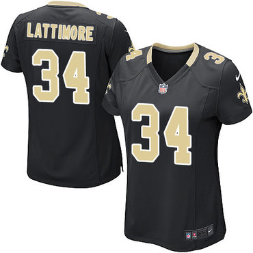 Nike Saints #34 Marshon Lattimore Black Team Color Women's Stitched NFL Elite Jersey