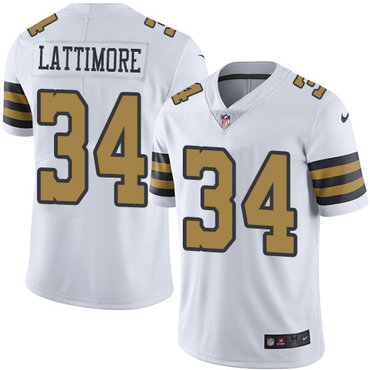 Nike Saints #34 Marshon Lattimore White Men's Stitched NFL Limited Rush Jersey