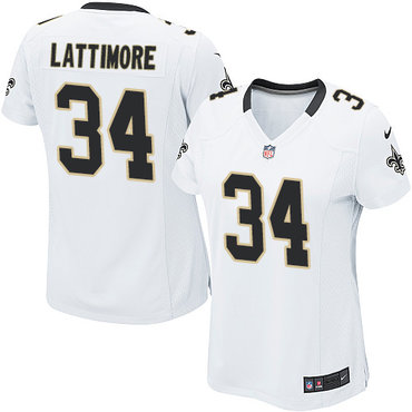 Nike Saints #34 Marshon Lattimore White Women's Stitched NFL Elite Jersey