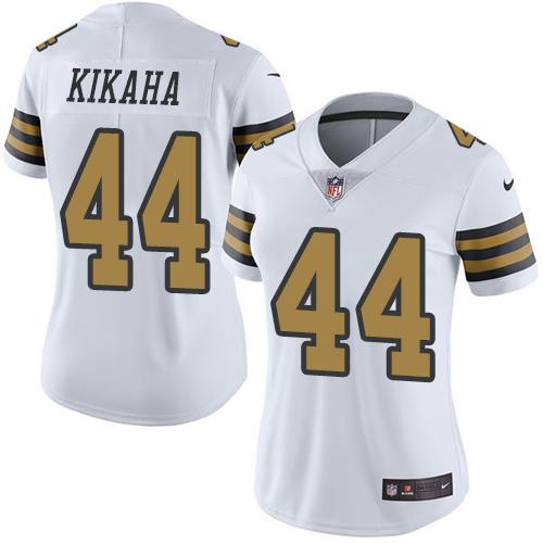 Nike Saints #44 Hau'oli Kikaha White Women's Stitched NFL Limited Rush Jersey