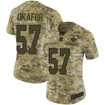 Nike Saints #57 Alex Okafor Camo Women's Stitched NFL Limited 2018 Salute to Service Jersey