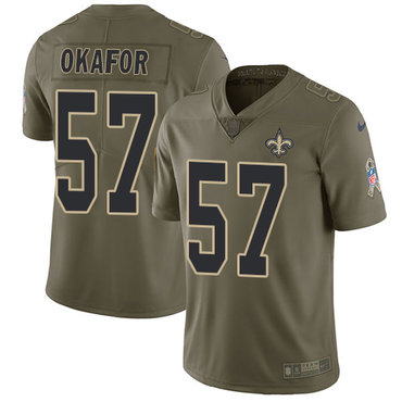 Nike Saints #57 Alex Okafor Olive Men's Stitched NFL Limited 2017 Salute To Service Jersey