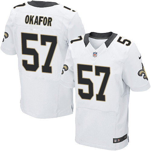 Nike Saints #57 Alex Okafor White Men's Stitched NFL Elite Jersey