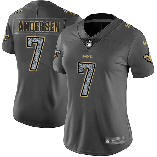 Nike Saints #7 Morten Andersen Gray Static Women's NFL Vapor Untouchable Game Jersey