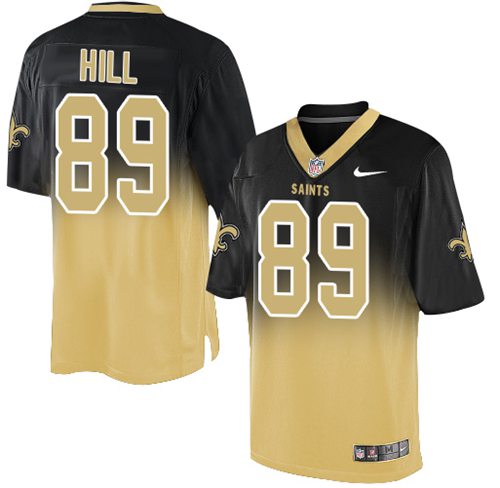 Nike Saints #89 Josh Hill Black Gold Men's Stitched NFL Elite Fadeaway Fashion Jersey