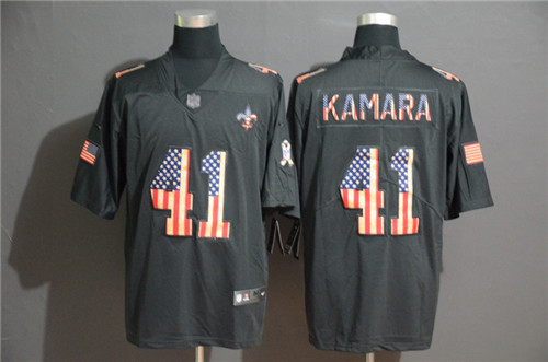Nike Saints 41 Alvin Kamara 2019 Black Salute To Service USA Flag Fashion Limited Jersey
