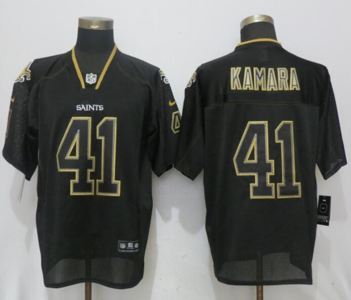 Nike Saints 41 Alvin Kamara Black Lights Out Elite Jersey