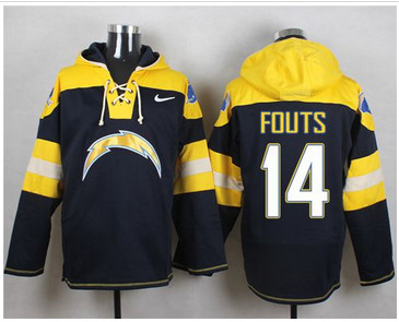 Nike San Diego Chargers #14 Dan Fouts Navy Blue Player Pullover NFL Hoodie