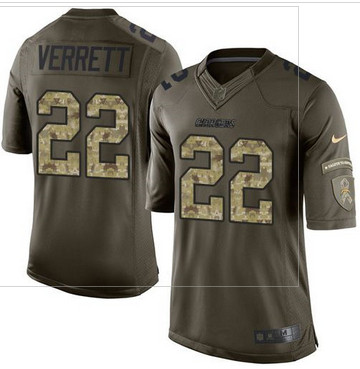 Nike San Diego Chargers #22 Jason Verrett Green Men's Stitched NFL Limited Salute to Service Jersey