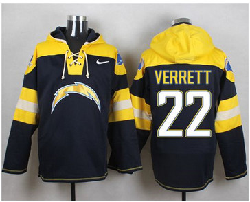 Nike San Diego Chargers #22 Jason Verrett Navy Blue Player Pullover NFL Hoodie