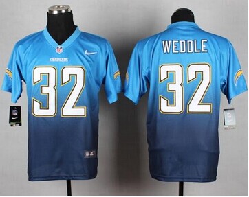 Nike San Diego Chargers #32 Eric Weddle Navy Blue-Electric Blue NFL Elite Fadeaway Fashion Jersey