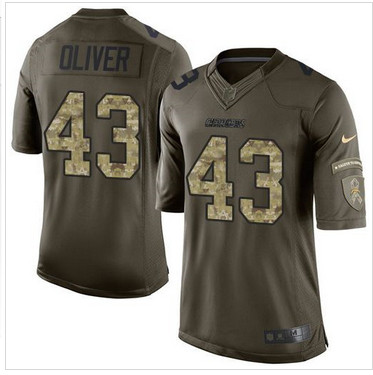 Nike San Diego Chargers #43 Branden Oliver Green Men's Stitched NFL Limited Salute to Service Jersey