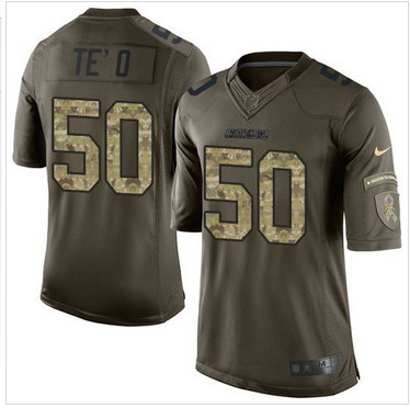 Nike San Diego Chargers #50 Manti Te'o Green Men's Stitched NFL Limited Salute to Service Jersey