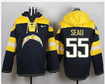 Nike San Diego Chargers #55 Junior Seau Navy Blue Player Pullover NFL Hoodie