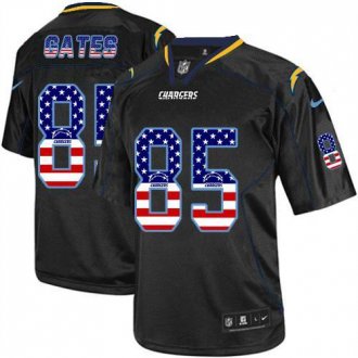 Nike San Diego Chargers #85 Antonio Gates Black NFL Elite USA Flag Fashion Jersey