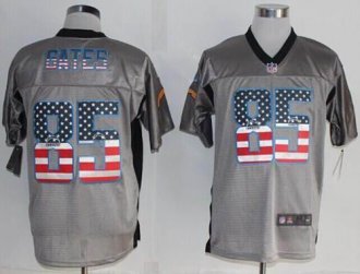 Nike San Diego Chargers #85 Antonio Gates Grey NFL Elite USA Flag Fashion jersey