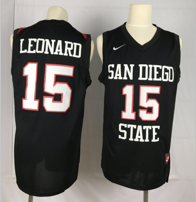 Nike San Diego State 15 Kawhi Leonard Black College Basketball Jersey