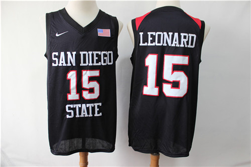 Nike San Diego State 15 Kawhi Leonard Black College Basketball Jersey