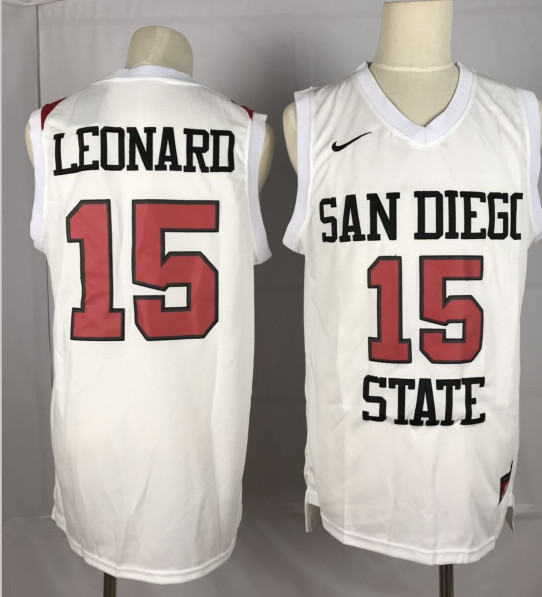 Nike San Diego State 15 Kawhi Leonard White College Basketball Jersey