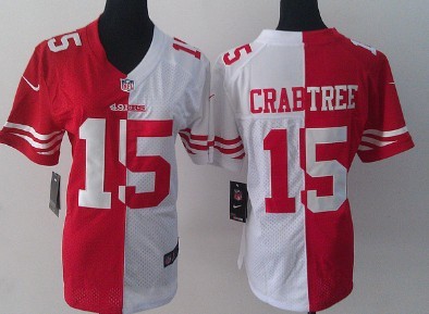 Nike San Francisco 49ers #15 Michael Crabtree Red_White Two Tone Womens Jersey 