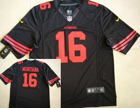 Nike San Francisco 49ers #16 Joe Montana 2015 Black Limited Jersey的副本