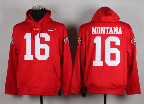 Nike San Francisco 49ers #16 Joe Montana Red Hoodie